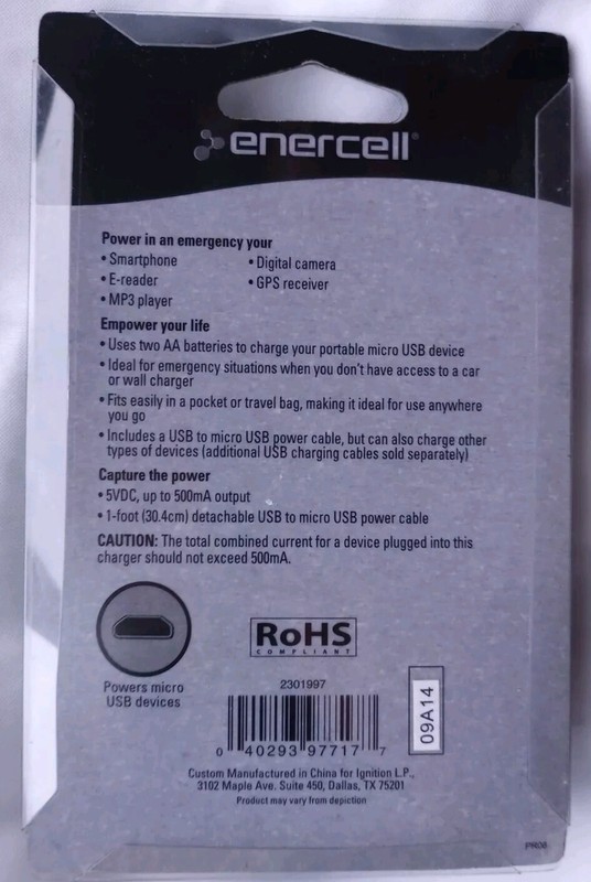 Enercell Micro USB Emergency USB Charger New In Package gallery