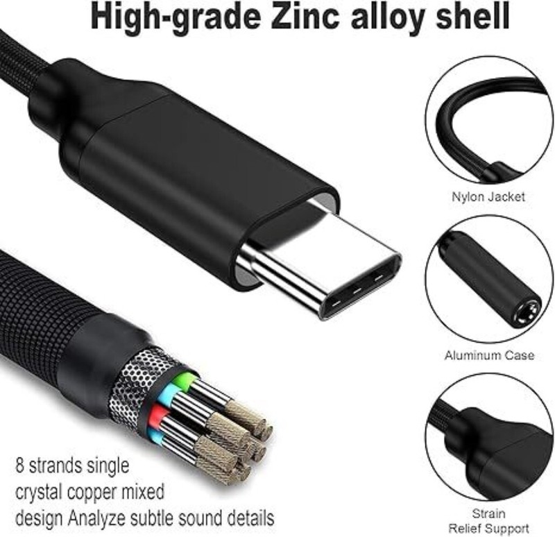 USB-C Type C Adapter Port to 3.5MM Aux Audio Jack Earphone Headphone Cable USB gallery