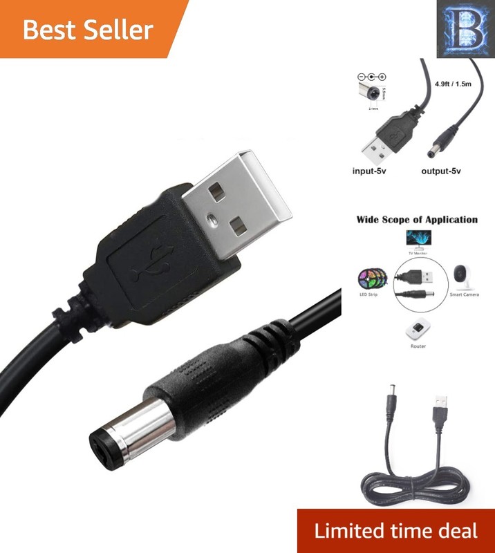 Versatile 5V USB to DC Power Cable 4.9ft – Safe Connection for Electronics