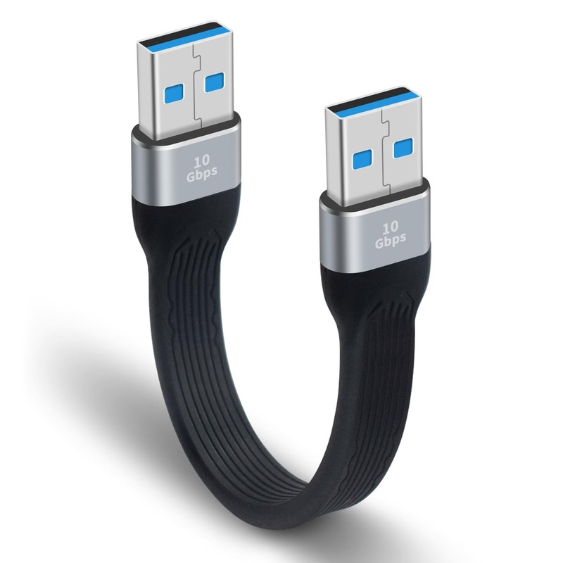 5 Inch Short USB 3.0 Type A Male To Male Cable 10Gbps Flat Data Transfer