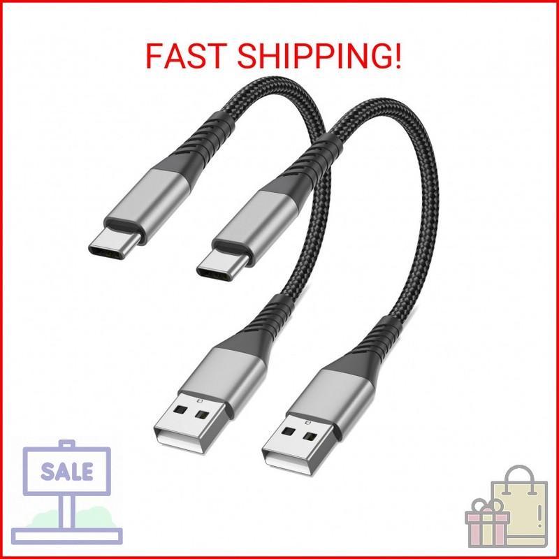 6 inch Short USB C Cable Fast Charging 2 Pack, 0.5ft USB A to USB C Cable Short