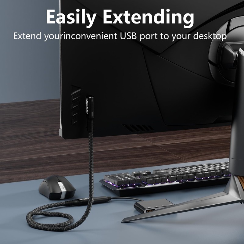 80Gbps USB C Extension Cable For Thunderbolt 5/4 3.3Ft/1m 90 Degree 240W 16K gallery