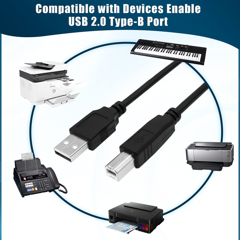 10ft USB A to B Cable for Akai MPK25 MPK49 MPK61 MPK88 MIDI Keyboard PC Cord gallery