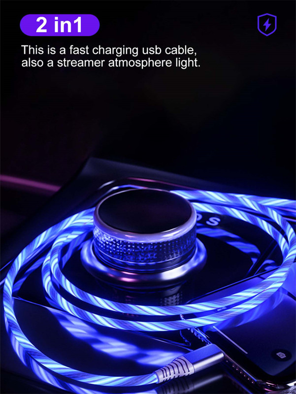 LED Light Up USB C Cable Fast Charging Cord For iPhone 15 16 17 Samsung Android gallery