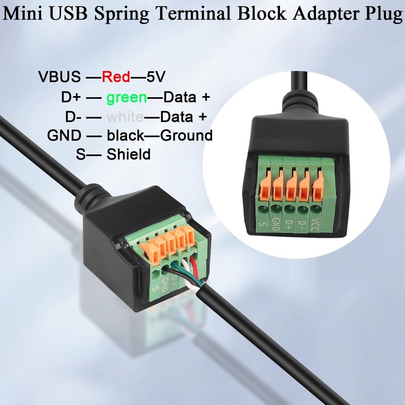 Mini USB Quick Connect Solderless Connector Short Cable Mini USB Male to 5 Pi... gallery