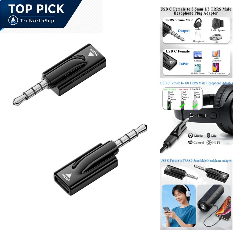 USB C to 3.5mm Headphone Adapter 2 Pack USB C Female to TRRS 3.5mm Male Audio…
