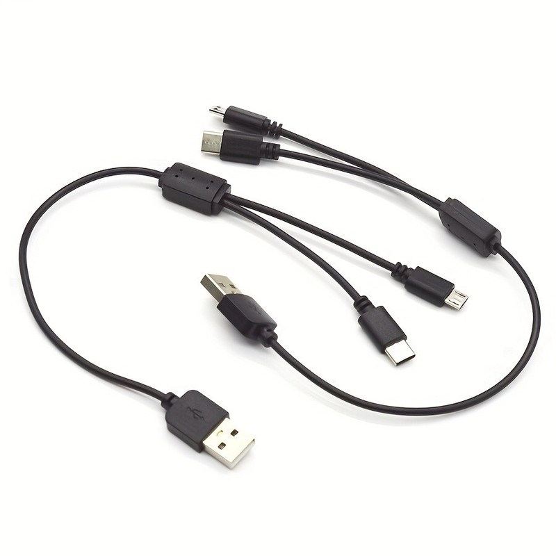 2pcs 19.69inch Type-C & Micro USB to Micro USB Charging Cables - Durable PVC, Ma gallery