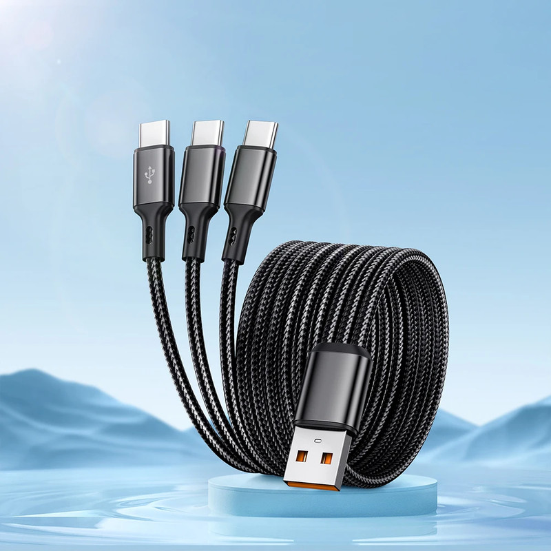 3 in 1 USB C Fast Charging Cable 100W Multi Charger Cord for Samsung Xiaomi