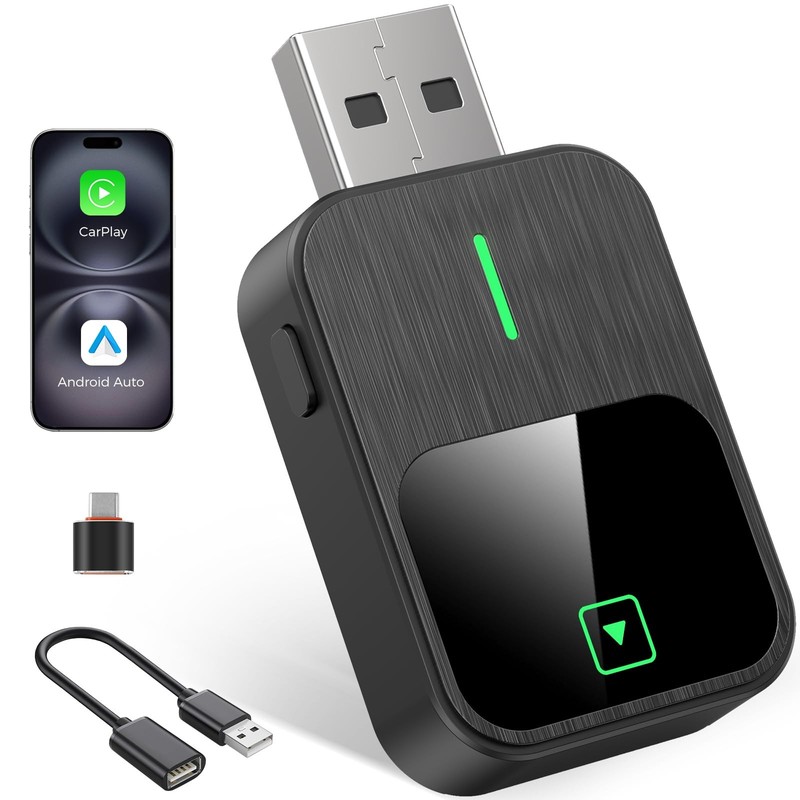 Wireless CarPlay & Android Auto Adapter 2-in-1, Convert Wired to Wireless, Pl...