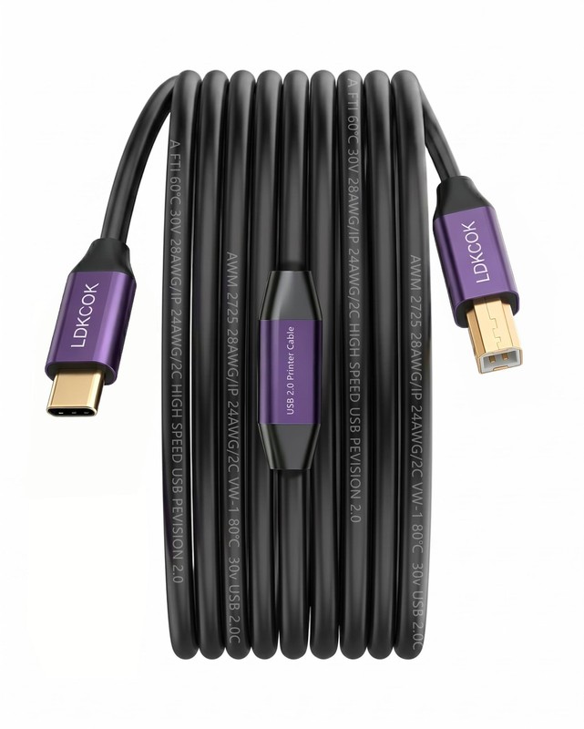 USB B to USB C Printer Cable 50FT, USB C MIDI Cable for MacBook , HP, Epson, ... gallery