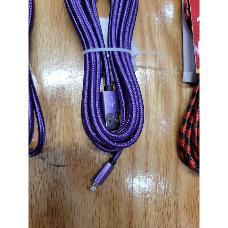 10 FT Heavy Duty Braided USB Charger Cable Cord iPhone 14 13 12 11 X 8 7 gallery