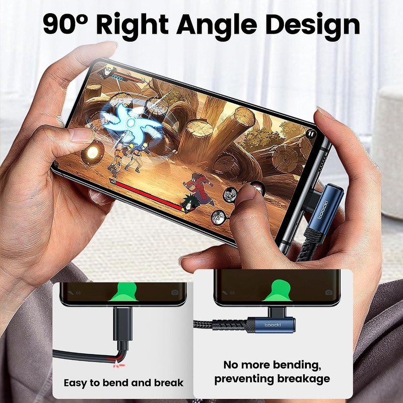 20FT Right Angle USB C Cable, 60W Extra Long Charging Cord 20FT, Blue gallery