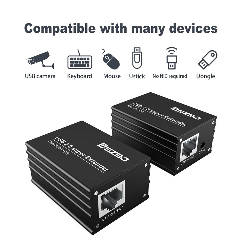USB2.0 Extender Over RJ45 Cat5E/6 up to 230ft Ethernet Cable Extender with Po... gallery