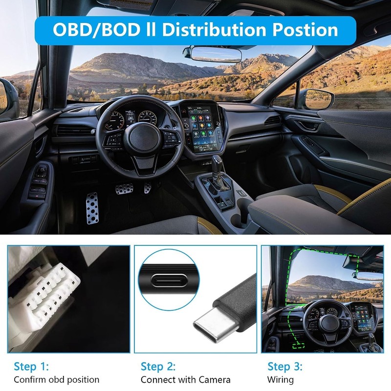 OBD Power Cable for Dash Camera to Type C Adapter Hardwire Charger Cable 24 H... gallery