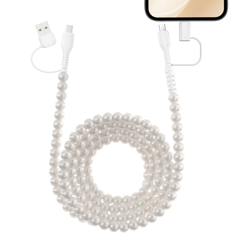 4 in 1 USB C Cable 6FT 2M Beaded Multi Charging Cable [MFi Certified] Pearl i…