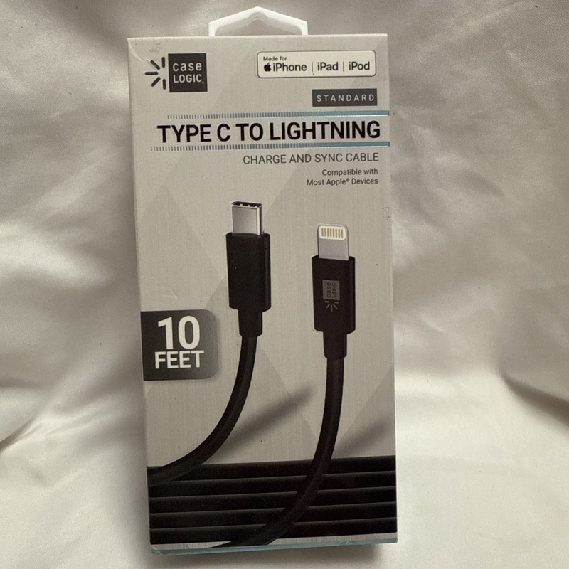 Case Logic 10 Feet MFi Certified Lighting Charge Type C & Sync Cable Black
