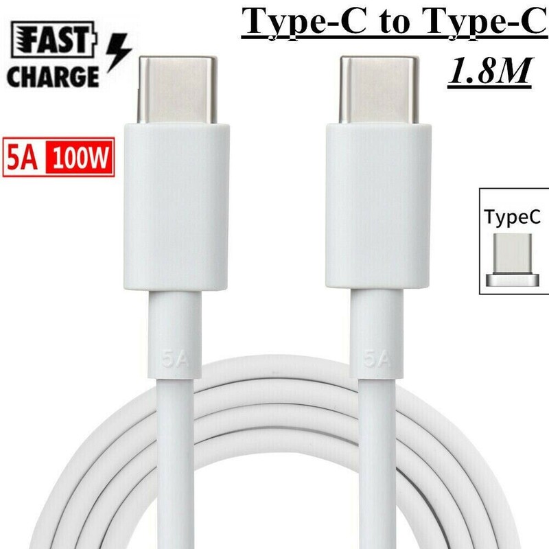 5A 100W 6 FT USB C to Type C PD Fast Charge Data Charger Cable for Apple Samsung