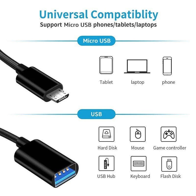 Micro USB OTG Adapter USB 2.0 Female Converter for Android Phone Flash Drive gallery