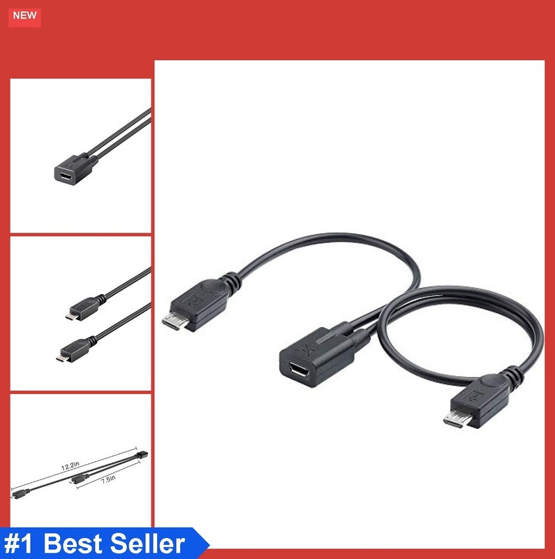 Micro USB Splitter Cable Female to 2 Male Charging Data 16cm 30cm