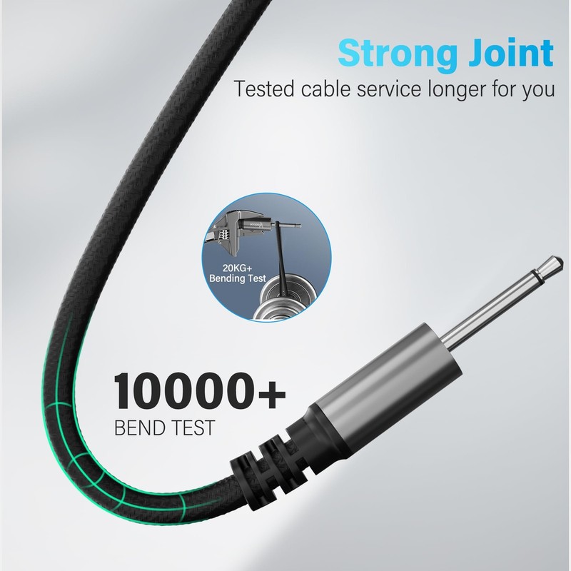 2.5mm DC Charging Cable 2 FT-2 Pack，USB C to 17mm x Fast 6 FT, Black gallery