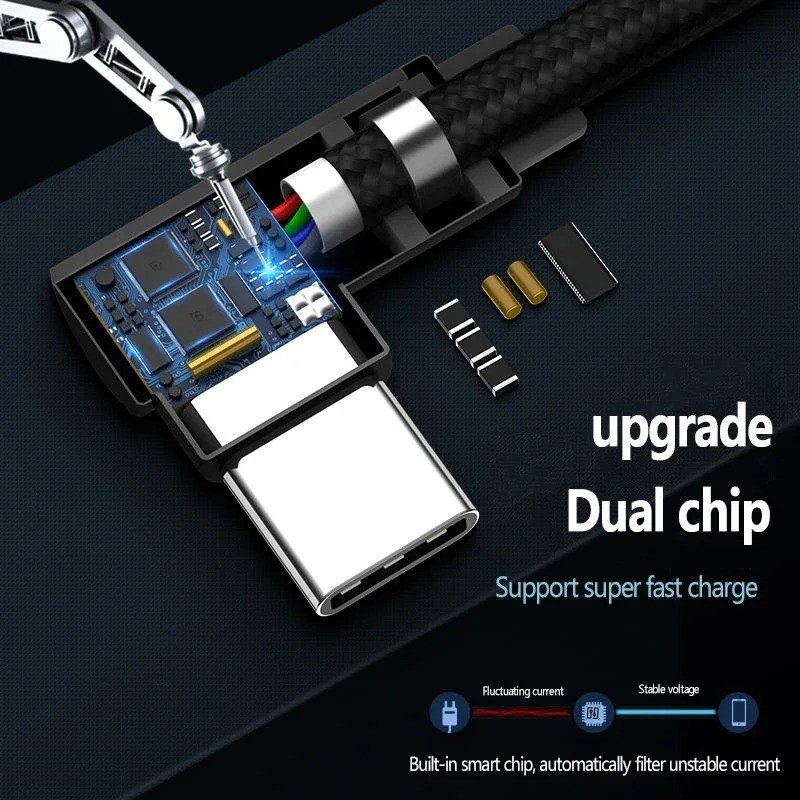 90 Degree USB to USB C Fast Charging Cable 40W for Samsung Huawei Xiaomi gallery