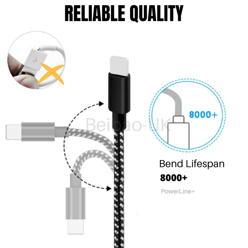 3PACK 10Ft USB Charger Cable Heavy Duty For iPhone SE 11 iPad Fast Charge Cord gallery