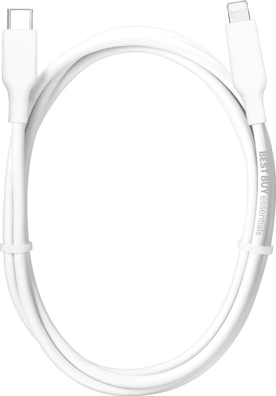 Best Buy essentials™ - 5' USB-C to Lightning Charge-and-Sync Cable - White gallery