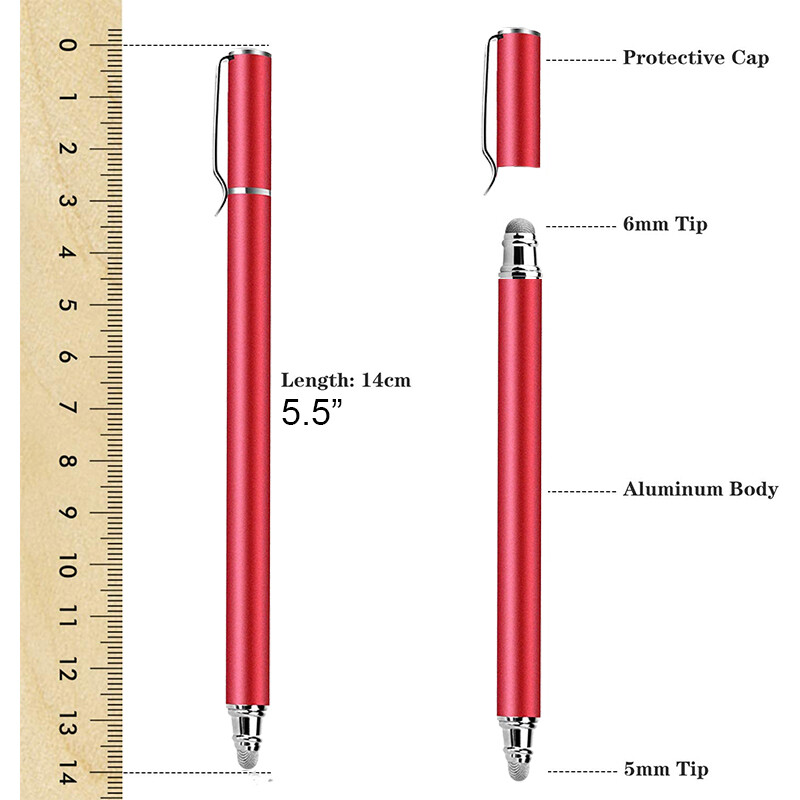 Red Stylus Touch Screen Pen Fiber Tip Aluminum Lightweight for Cell Phones gallery