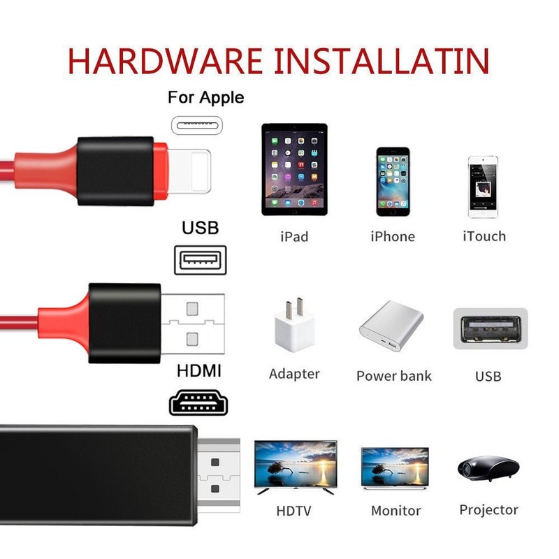 1080P HDMI Phone to HDTV TV Cable Adapter For iPhone 5 5S 5C SE 1st 2nd 3rd Gen gallery