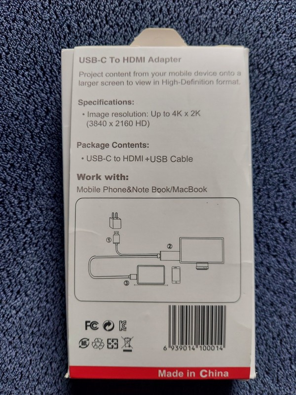 USB-C to HDMI Adapter +USB Cable USB-C TID# A41-00161-A56-11 Blue Union gallery