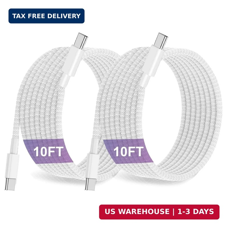 ipad 10th Generation Charging Cord,Long USB C to C Braided Cable 10ft，60W Fast T