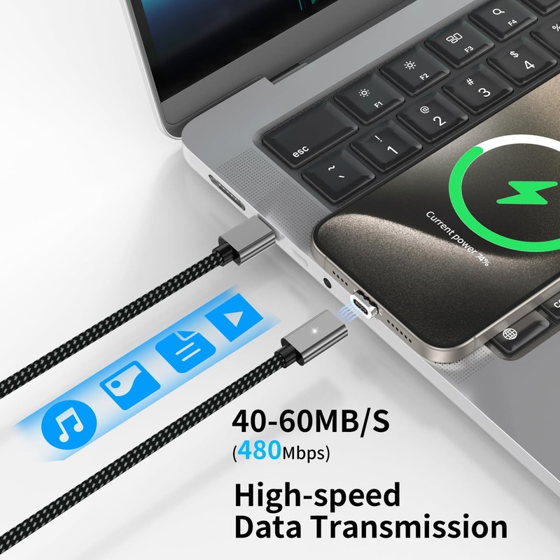 CNakdDG 100W Magnetic Fast Charging Cable, USB C to USB C Cable2 Pack,5/6.6FT... gallery