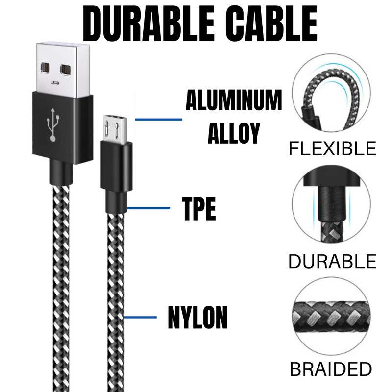 3/6/10Ft Micro USB Cable Fast Charge For Samsung S7 S6 Android Charger Cord Lot gallery