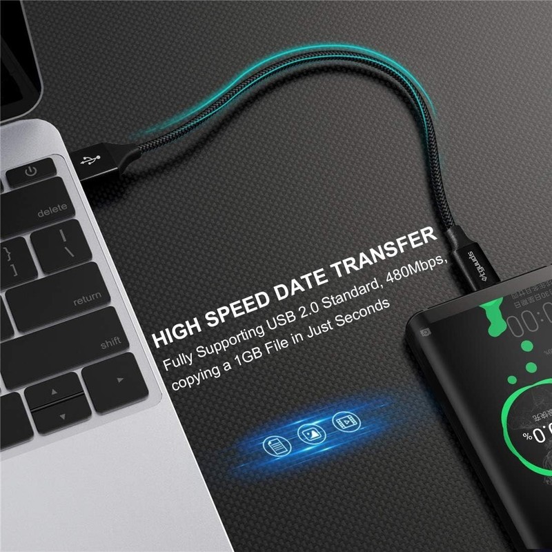 2-Pack USB to USB C Cable 1ft, Short USB A to Type C Charger Cord Fast Charging gallery