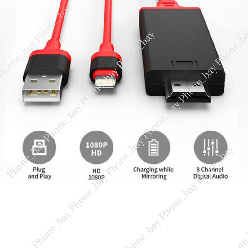 1080P HDMI Mirroring Cable Phone To TV HDTV AV Adapter For iPhone 14 13 12 11 8