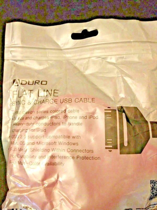 ADURO 10-Foot Flat Line Charge & Sync USB Cable for IPAD- IPOD- IPHONE Pink gallery