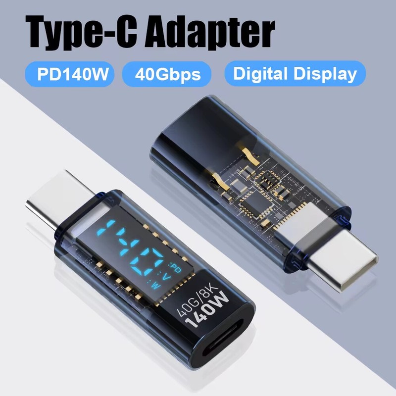 140W 40Gbps 8K USB C Adapter PD3.1 LED Type C Connector for iPhone MacBook