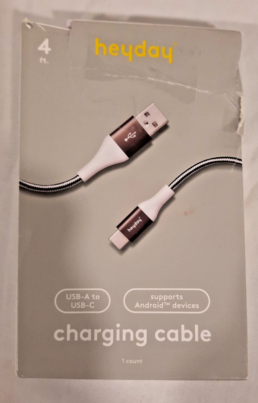 HEYDAY 4 FOOT FAST CHARGING CABLE (USB-A) TO (USB-C) ANDROID DEVICES