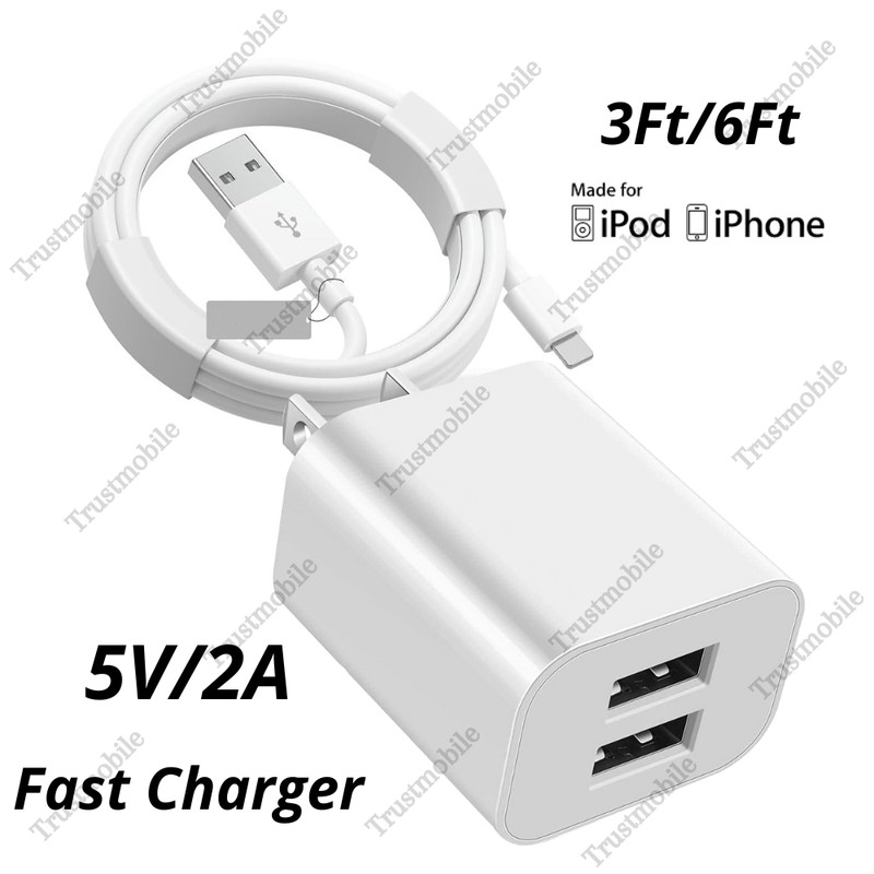 USB Charger Cable 3/6Ft Fast Power Adapter Block For iPhone 13 12 11 XR X 8 7 6