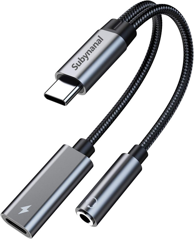 Subynanal USB C to 3.5Mm Headphone and Charger Adapter,2 In-1 USB C PD 3.0 Charg