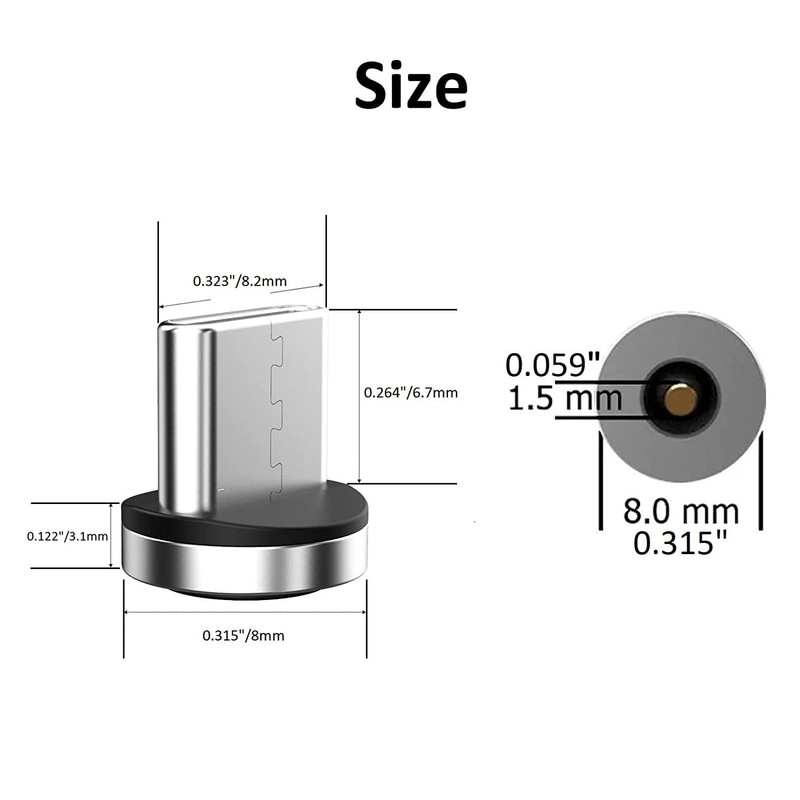 Magnetic Type C Tips with 1-Pin - 10Pcs Connector Tips Head without Charging Cor gallery