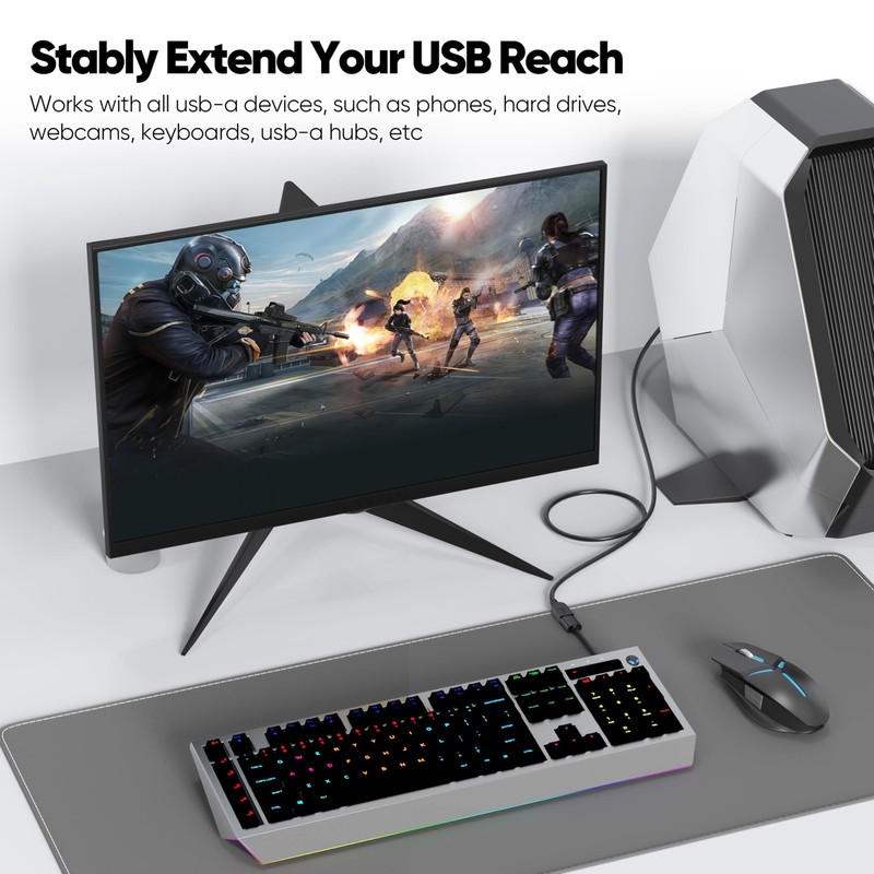 2 PCS USB 3.0 Extension Cable 3Ft Extender Cord 5Gbps 18W Type A Male Female gallery
