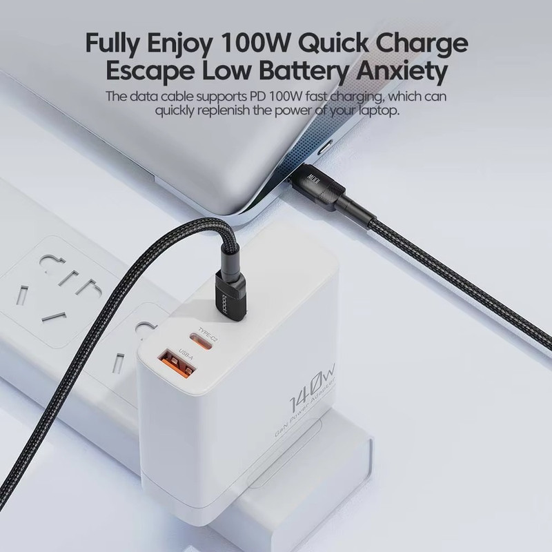100W USB C To Type C Cable PD 3.0 Fast Charging Braided Lead For Samsung iPhone gallery