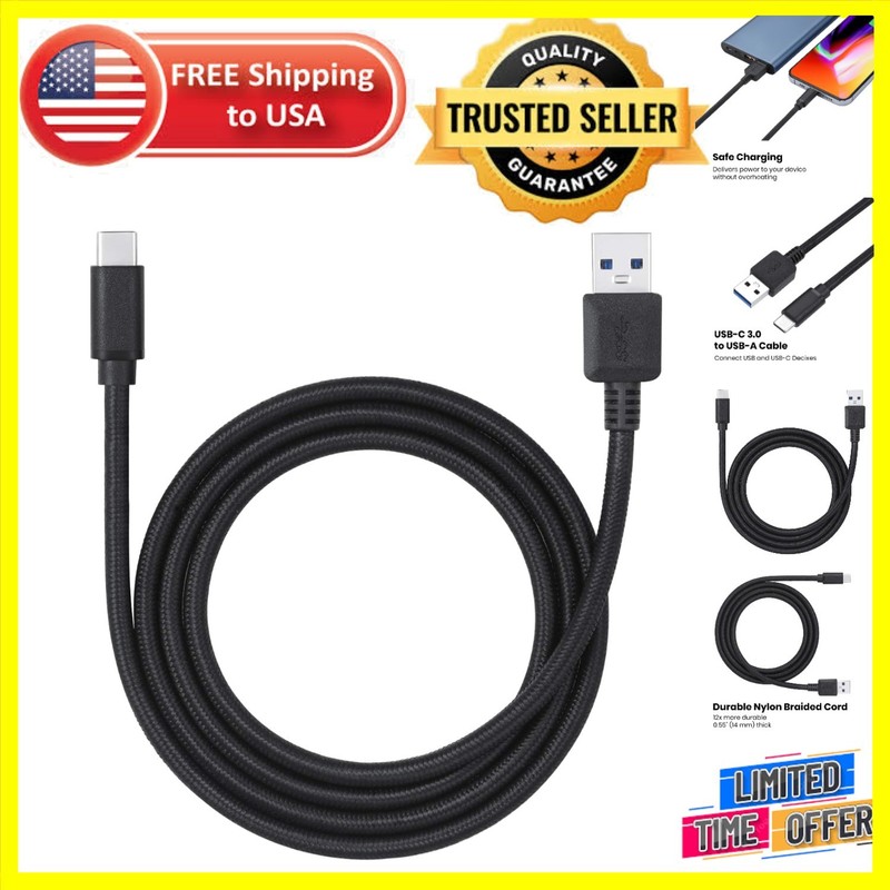 Elegant 3 Ft Braided USB Type-C to USB-A Cable – Fast Charging & Data Transfer