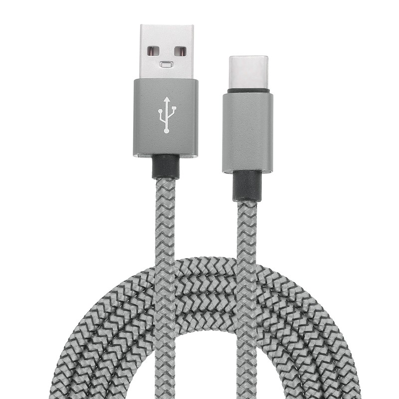3.28ft USB Type C Charger Cable 2.4A Type-C Braided Charging Data Cord Grey