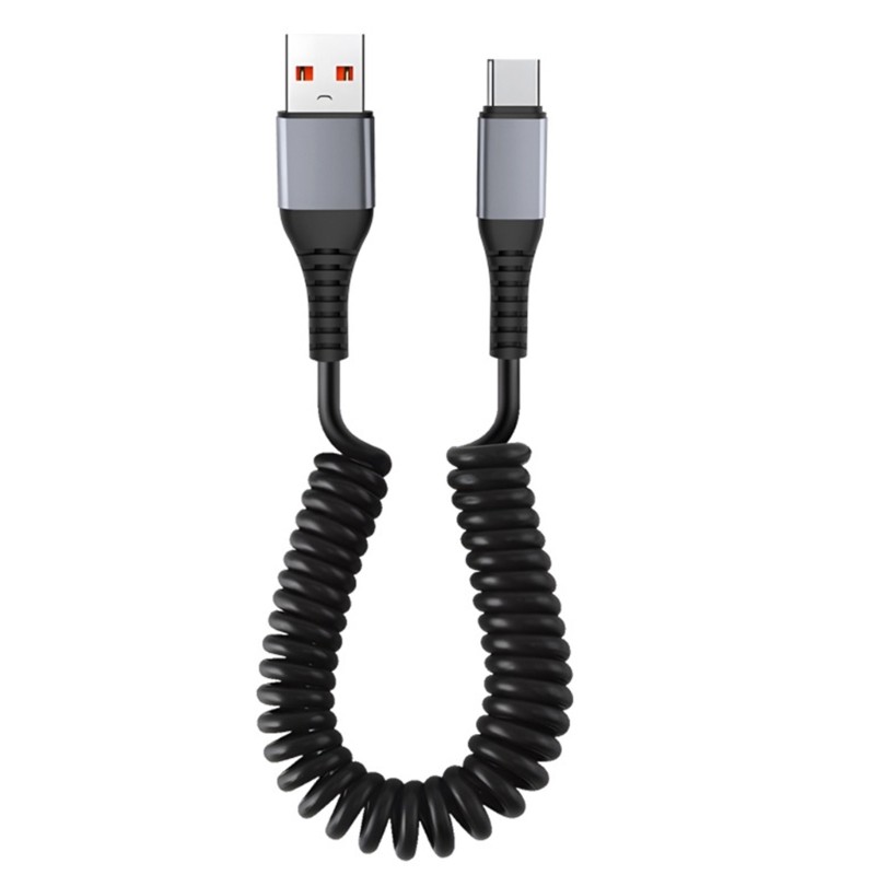 Coiled USB C Cable Fast Charging Cord Spring Designs Cable ABS for Smartphones gallery