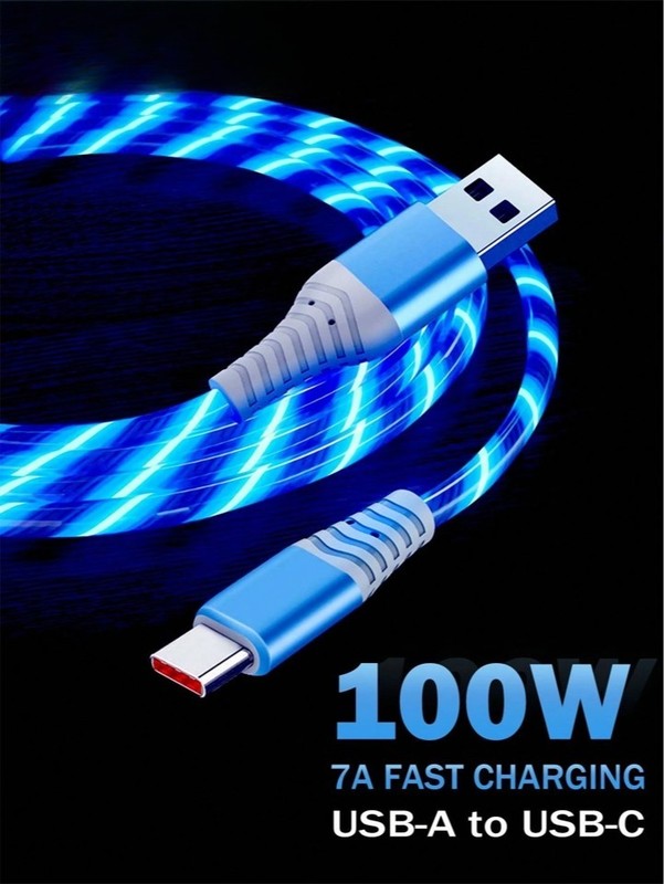 LED Light Up USB C Cable Fast Charging Cord For iPhone 15 16 17 Samsung Android gallery