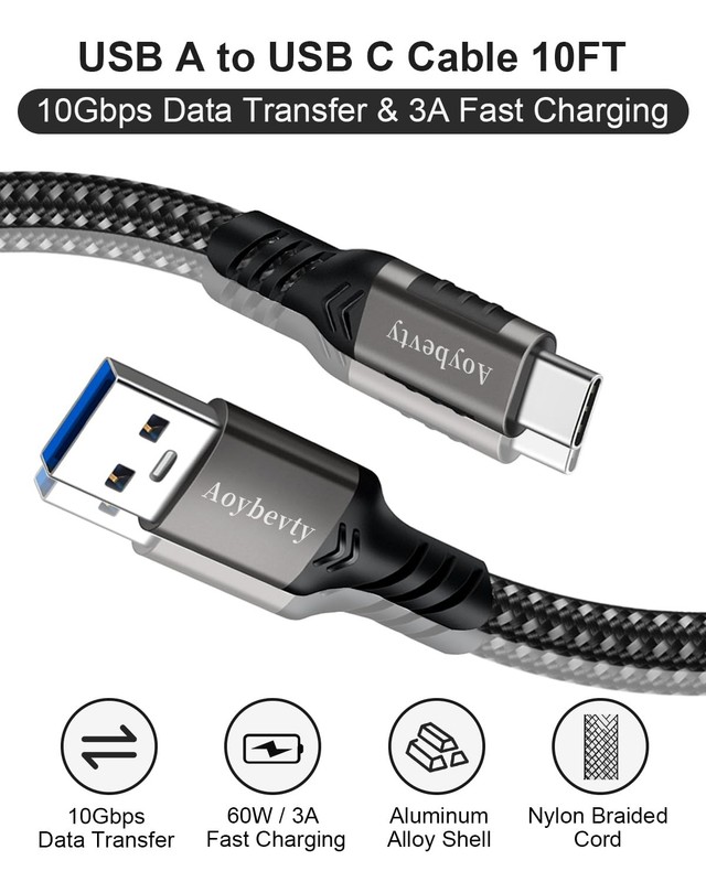 USB A to USB Cable 10FT, USB 3.1/3.2 10Gbps Data Transfer and 60W 3A Fast Cha... gallery