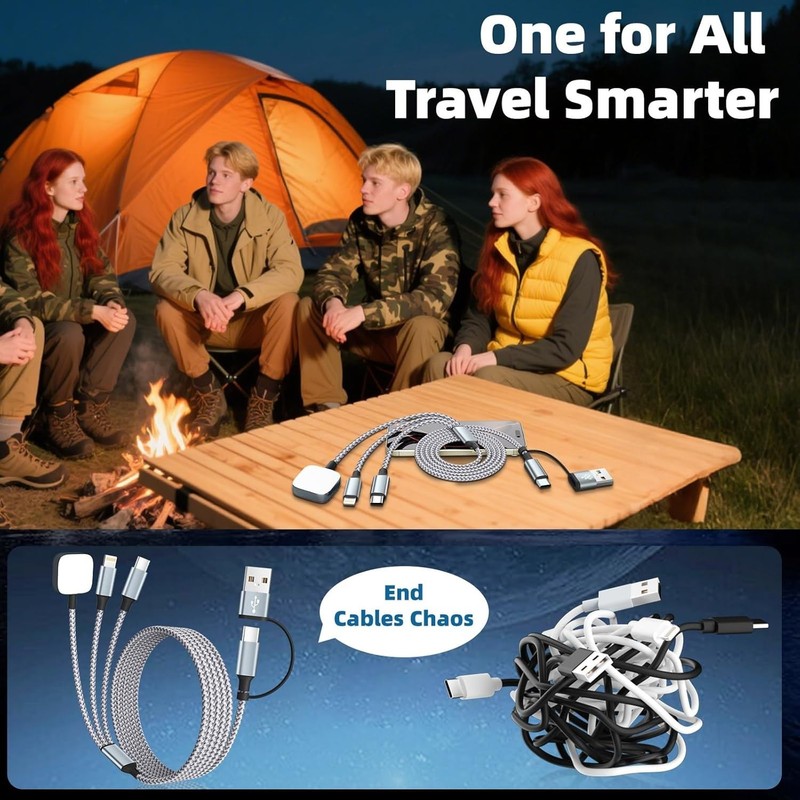Lightweight 3-in-2 Multi Charging Cable for Travel - Compatible with iWatch gallery