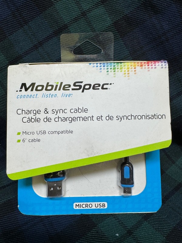 Mobile Spec 6 ft. Micro to USB Charge and Sync Cable Black/Blue